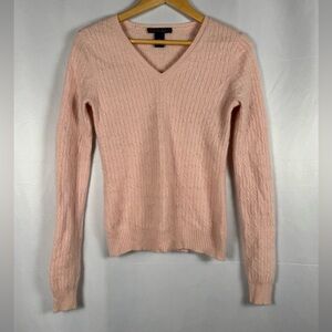 Marconi 100% Cashmere Sweater VNeck All Over Cable knit Fisherman Lightweight M
